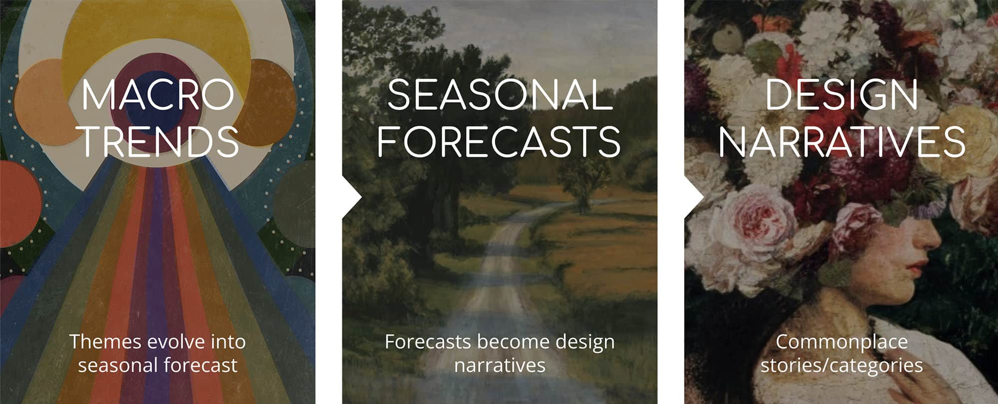macro trends, seasonal forecasts, design narratives